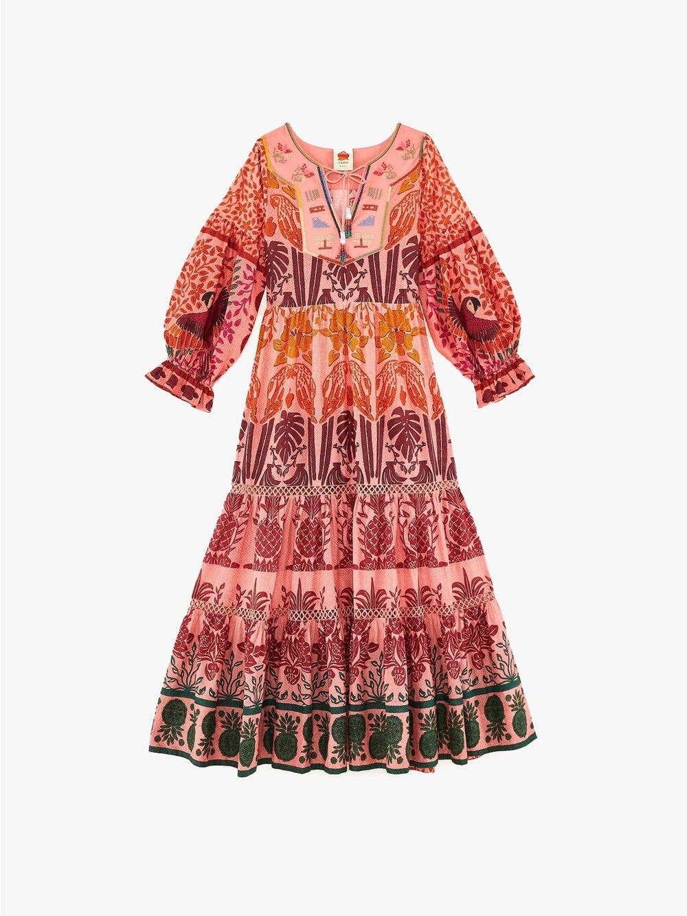 NWT! FARM RIO Ainika print macaws maxi dress
